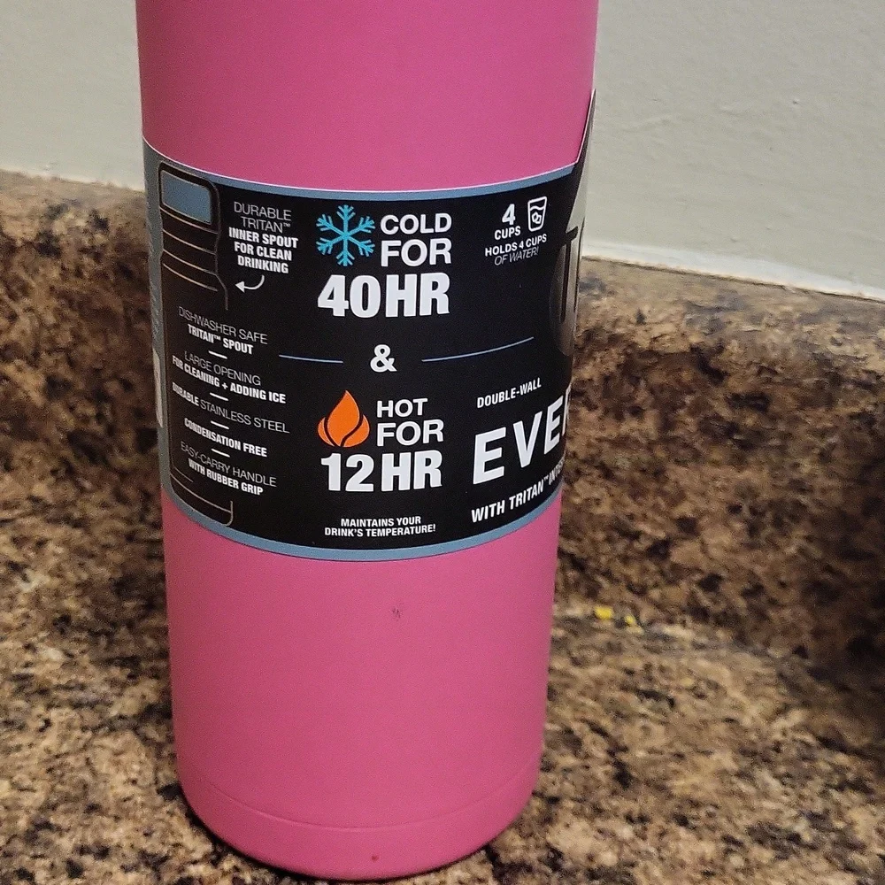 Everett Pink Stainless Steel Water Bottle - Picture 4 of 6